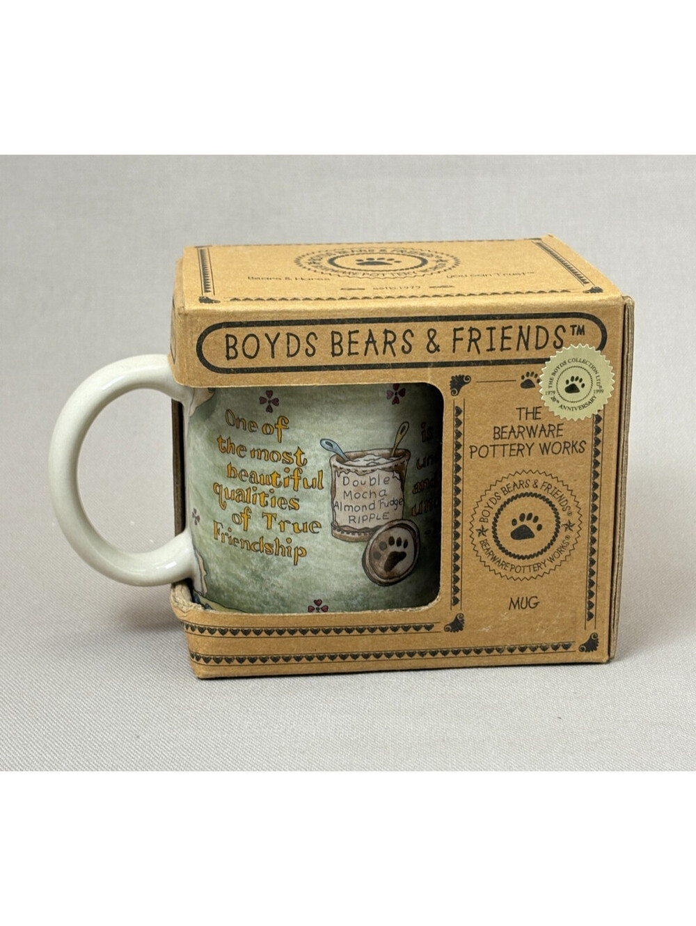Boyds Bears Bearware Pottery Works Mug Forever Friends Friendship NIB 1998